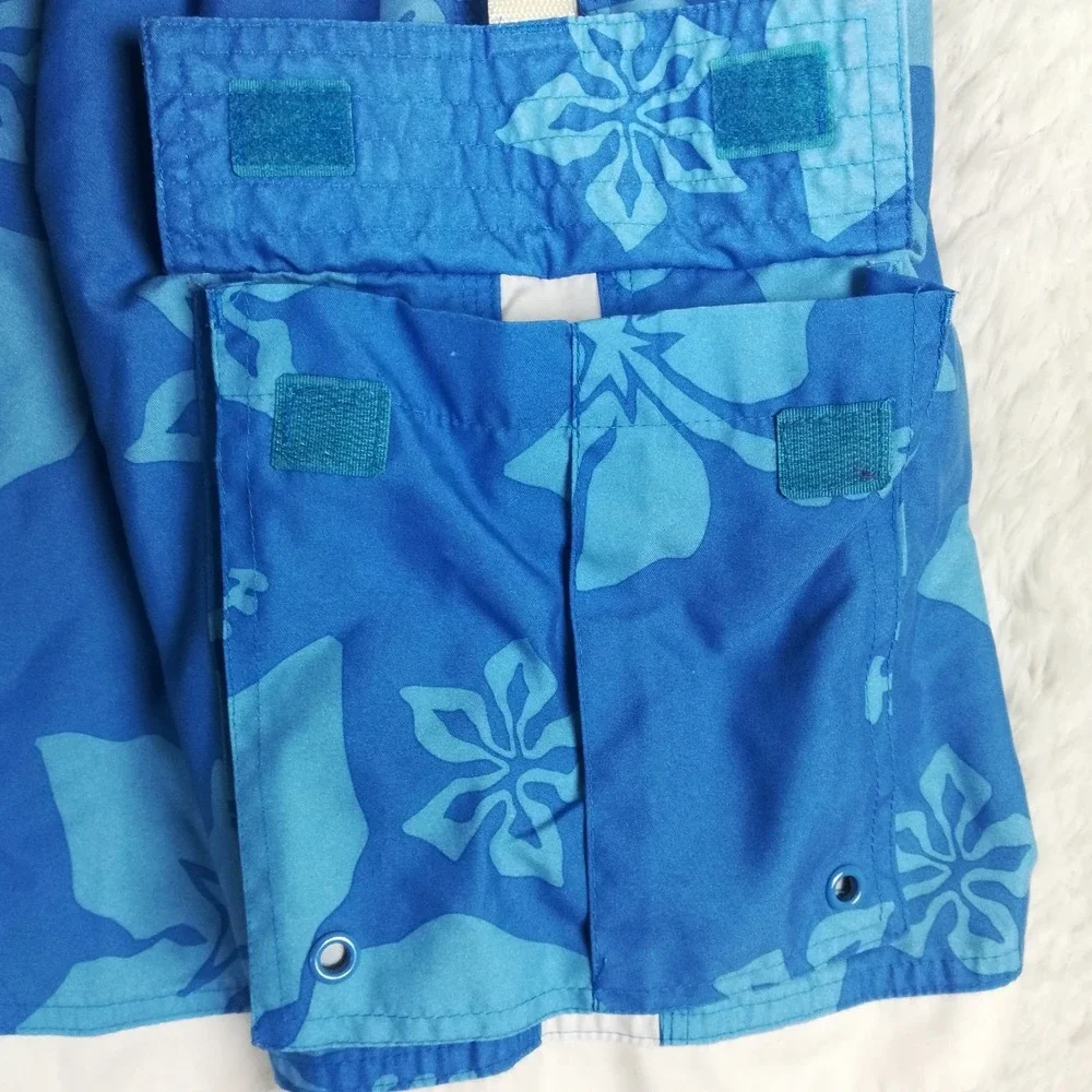 Sonoma Boys Swim Trunks‎ Swimwear Blue Two Tone Floral Cargo Lined Surf XL